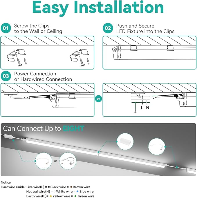 4FT LED Shop Lights (12 Pack), 2000LM 6500K Super Bright White T5 Commercial Lights, 20W Linkable Utility Integrated Single Fixture for Gym/Garage/Ceiling/Under Cabinet, Plug & Play