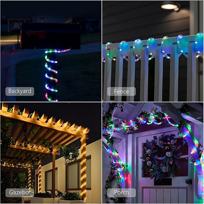 ANJAYLIA 33FT 100 LED Color Changing Rope Lights, 18 Colors Outdoor String Lights with Plug & Remote, Led Rope Lights Outdoor Waterproof, Christmas Lights for Bedroom Deck Halloween Decorations
