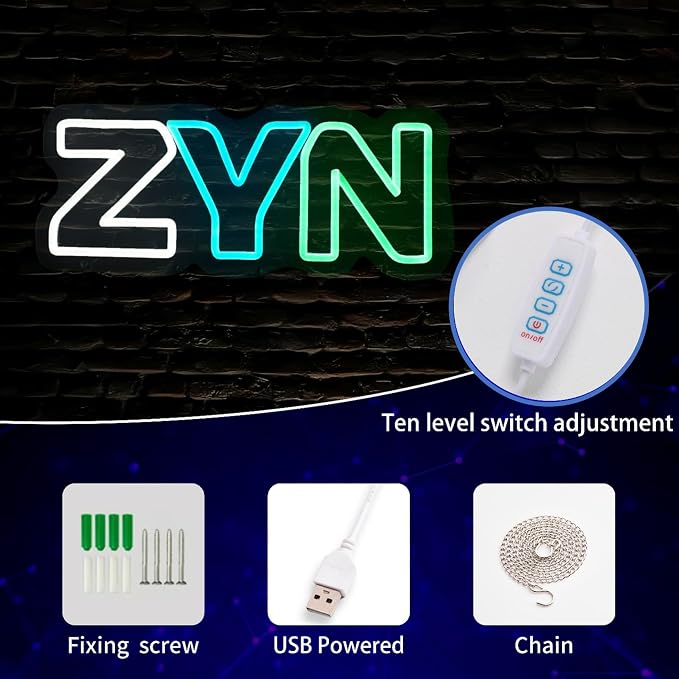 Z.Y.N Neon Signs for Wall Decor Neon Lights for Bedroom Led Business Signs Suitable for Man Cave Bar Pub Restaurant Christmas Gift Art