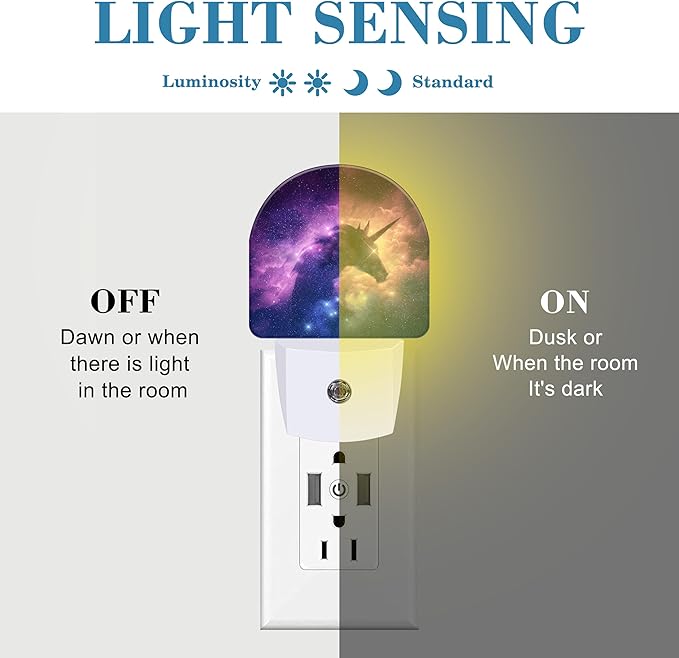 Plug in Night Lights Unicorn Silhouette in Galaxy Nebula Nightlight Plug Into Wall Dusk to Dawn Sensor LED Night Light for Kid Girls Boys Room Decor,Hallway,Kitchen,Bathroom,Nursery,Stairs
