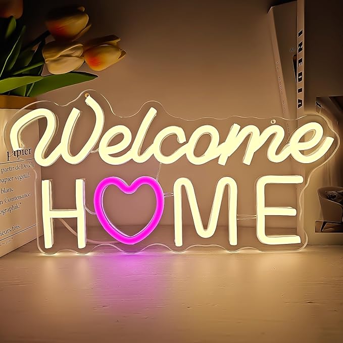 Welcome Home Neon Signs for wall decor Neon Lights USB Led Sign Dimmable Welcome Home Sign for Military Army Returning Homecoming Party Decorations