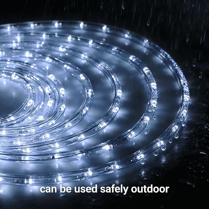 LED Rope Light, 20Ft LED Strip Lights Outdoor Waterproof Decorative Lighting for Indoor/Outdoor Decorations, Deck, Patio, Party and Bedroom Decorations (Cold White)