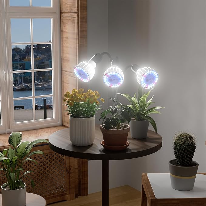 Grow Light,24W (160Watts Equiv) 5000K White Full Spectrum LED Growing Lamp Clip on Desk for Indoor Plants,Bulbs Replaceable & Non-dimmable (Black, 240W)