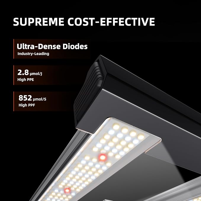 Spider Farmer G3000 Cost-Effective LED Grow Lights 300W, Upgraded App Remote Control, 3x3ft Coverage Full Spectrum Dimmable Bar Style Growing Lamp for Indoor Plants