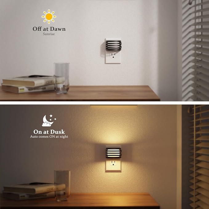 JandCase LED Night Lights Plug into Wall, 2 Pack Night Light with 3 Colors | 3000K-5000K-Amber, 3 Level Brightness Adjustable Plug in Night Light, Dusk to Dawn Nightligts for Adults Bedroom Bathroom