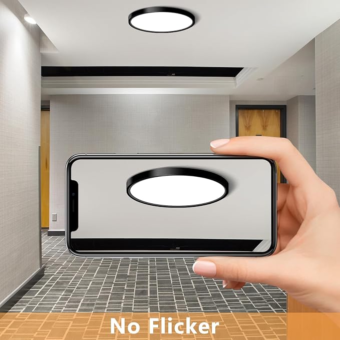 LED Flush Mount Ceiling Light Fixture, 12Inch 24W Led Ceiling Light 5000K 2300LM Ultra Thin Flat Surface Panel Light Low Profile Ceiling Light for Bedroom Kitchen Bathroom Garage Living Room