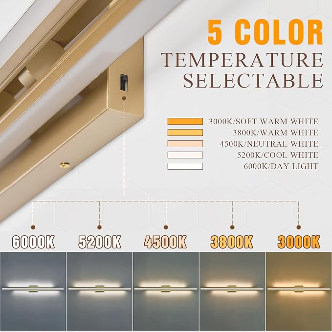 55" Long Vanity Light Gold Bathroom Wall Light Fixtures Long Vanity Lights Over Mirror Lighting Lamps Dimmable Bathroom Wall Mount Lighting Over Vanity Mirror