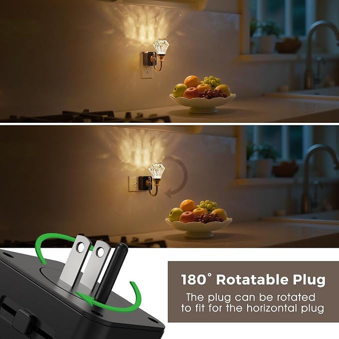 L LOHAS LED Night Lights Plug into Wall, 3000K Soft Warm Night Light | 2 Pack Decor Floral Night Lights,Auto Sensor,0-100LM Adjustable,Rotatable Plug in Nightlight for Bedroom,Nursery,Hallway,Gift