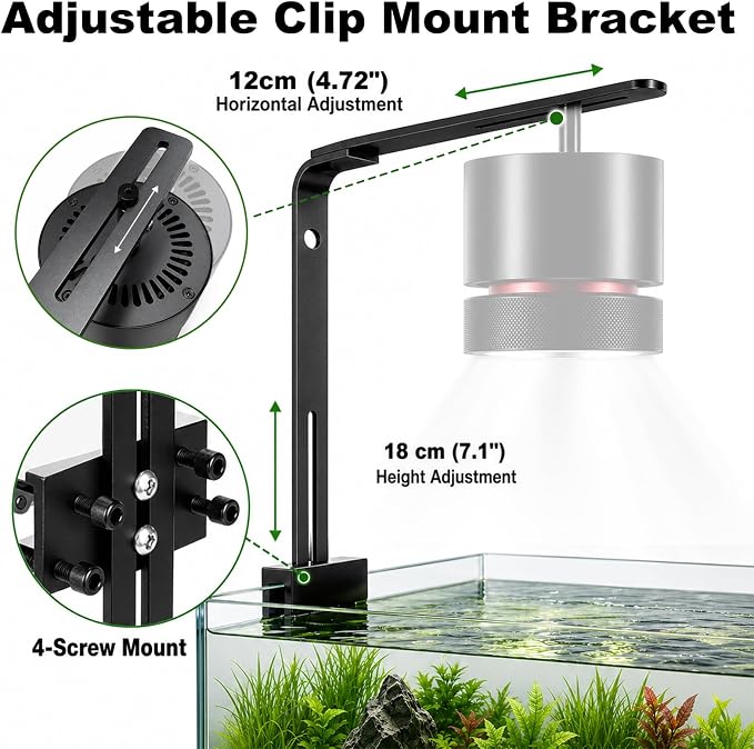 FZONE Aquarium Light Clip Holder for AXON, Adjustable Aquarium Fish Tank Mount with Height & Front-to-Back Positioning for Planted, Freshwater and Saltwater Tanks (1 Piece)