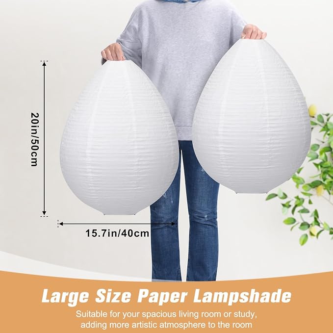 2CS Paper Lantern Light White Hanging Paper Lamp Shade 20 inch Chinese Japanese Lanterns Hanging Lantern Pendent Lantern Shade Interior Decoration