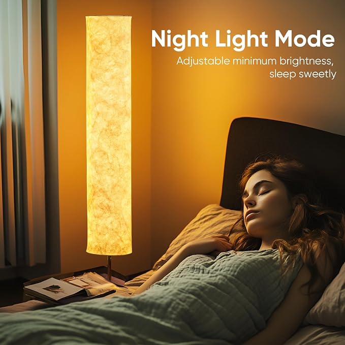 Soft Floor Lamp 3 Color Remote LED Living Room Bedroom conner floor light | Shade column paper with Tyvek Fabric Brightness Adjustable for Living Room Bedroom Game Room