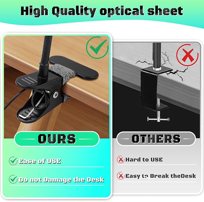 10X Magnifying Glass with Light, Clip on Mganifier with Light, 48 LED Desk Magnifying Glass wtih Clamp, 3 Modes Dimmable Magnifying LED Lamps for Bed Work Crafts DIY Repair Black