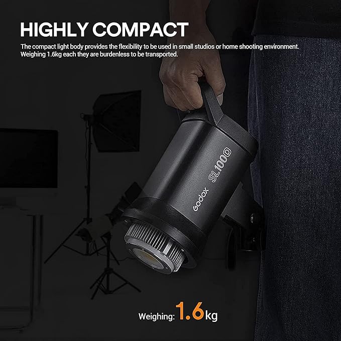 Godox SL100D LED Video Light,100W TLCI≥97 CRI≥96,5600K Continuous Lighting, 8 FX Lighting Effects, 32100Lux @1M Bowens Mount COB LED Continuous Light for Video Shooting,Content Creating,Photography