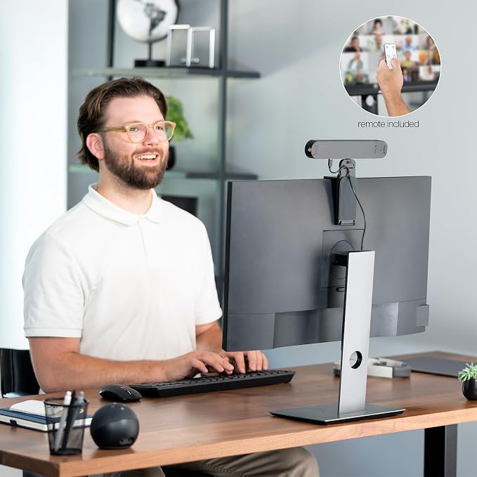 Webcam Light for Streaming on Monitor or Laptop, Freestanding Video Conference Lighting, USB-C Connectivity, Remote Control Included, Black, LF-WL1