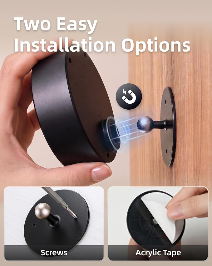EZVALO LED Wall Mounted Light, 3000mAh Rechargeable Cordless Wall Sconce, Dimmable with Remote & Touch Control, 3 Color Temps, 360° Rotatable for Bedroom, Bedside (Black, 2 Pack)