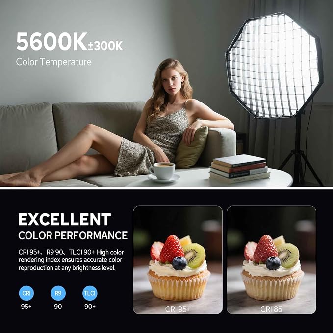 Godox SL60W LED Video Light, 60W 5600K Daylight LED Continuous Light SL-60W, Powerful Studio Bright Light with Bowens Mount 10-100% Brightness for Video Recording Wedding