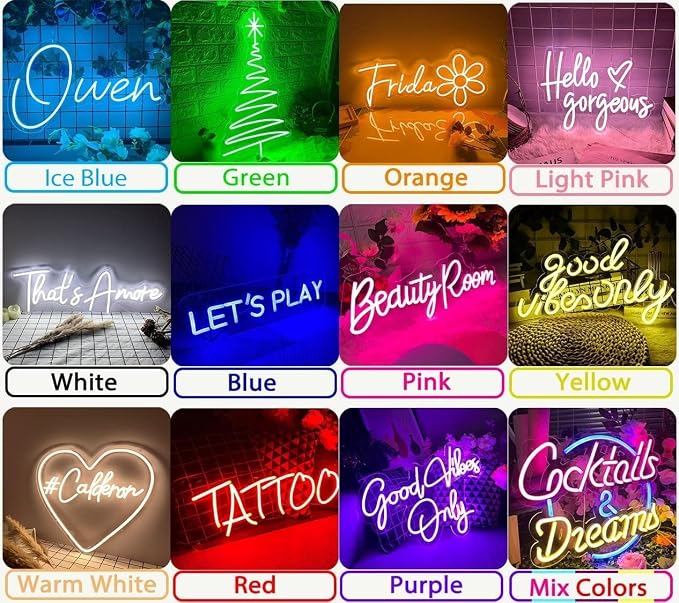 Custom Neon Signs, Neon Sign Customizable for Wall Decor, Personalized Neon Sign for Wedding Birthday Party Gift Party Bar Game Room Home Business Shop Name Logo Neon Sign (2 Lines)
