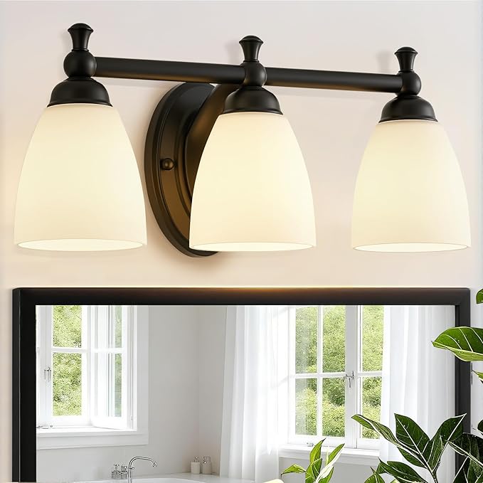 Vanity Lights for Bathroom, 3-Light Modern Vanity Light Over Mirror Black Bathroom Light Fixture Bedroom Wall Sconces Lighting for Living Room Cabinet