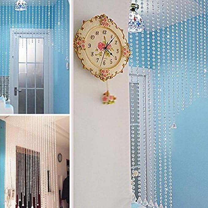 VOVOV 10 Pack (1000CM/30.5FT) Beaded Trim Clear Crystal Garland Chandelier Octagon Beads Chain
