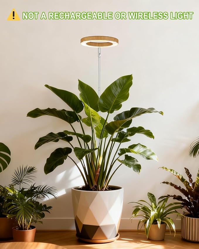 Plant Grow Light, LED Growing Light Full Spectrum for Indoor Plants,Aluminum Wood Grain Plant Lights,Height Adjustable, Automatic Timer, 5V Low Safe Voltage,Idea for Large Plant Light