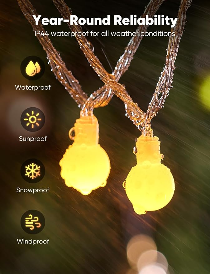 Minetom Mini Globe String Lights, 66 Ft. 200 LED Fairy String Lights Plug in, 8 Modes with Remote, Decor for Indoor Outdoor Party Wedding Christmas Tree Garden, Warm White