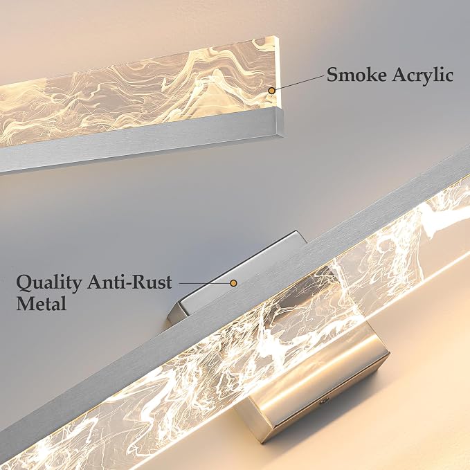 AIJIASI Brushed Nickel Vanity Light for Bathroom - 24 Inch Bathroom Lighting Fixtures Over Mirror 18W 3000K LED Vanity Lights Bar Modern Vanity Light Wall Mount