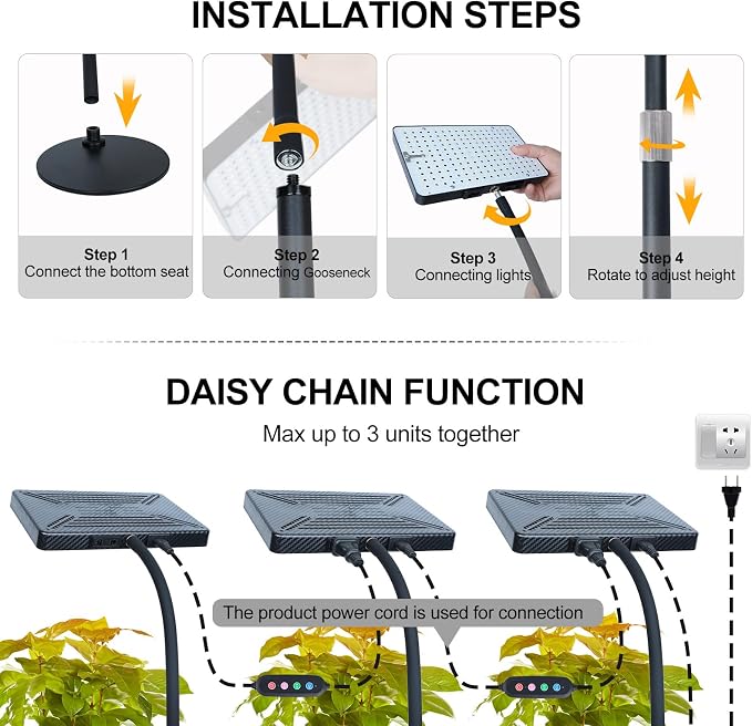 Tabletop Grow Lights for Indoor Plants 25 Watt, Bright Natural Sunlight Full Spectrum Plant Growing Lamps for Houseplants & Bonsai, 4/8/12/16/20H Timer Plant Light Auto On/Off Everyday