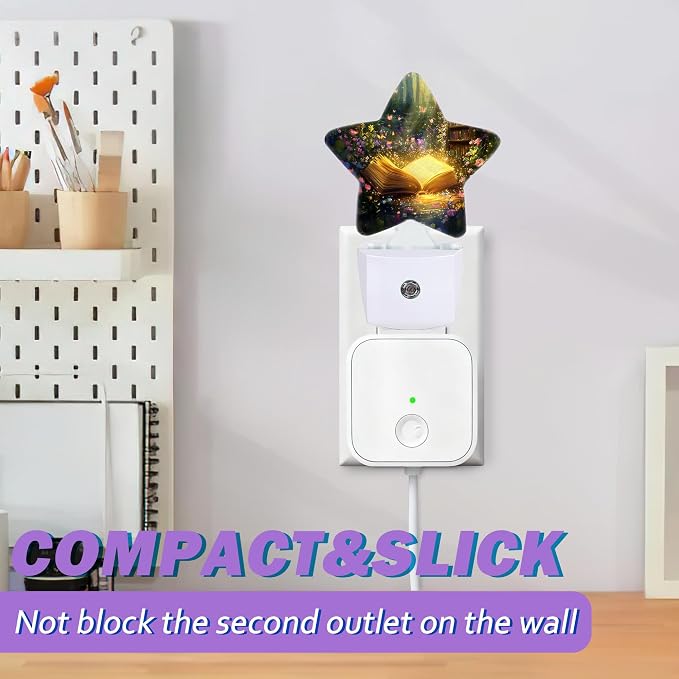 Energy Efficient Nightlights Plug In Wall, Forest Book Night Light for Kids Bedroom Decorative, Garden Wildflower Butterlies Dusk-To-Dawn Sensor Sleep Friendly Lamp for Nursery Bathroom Basement