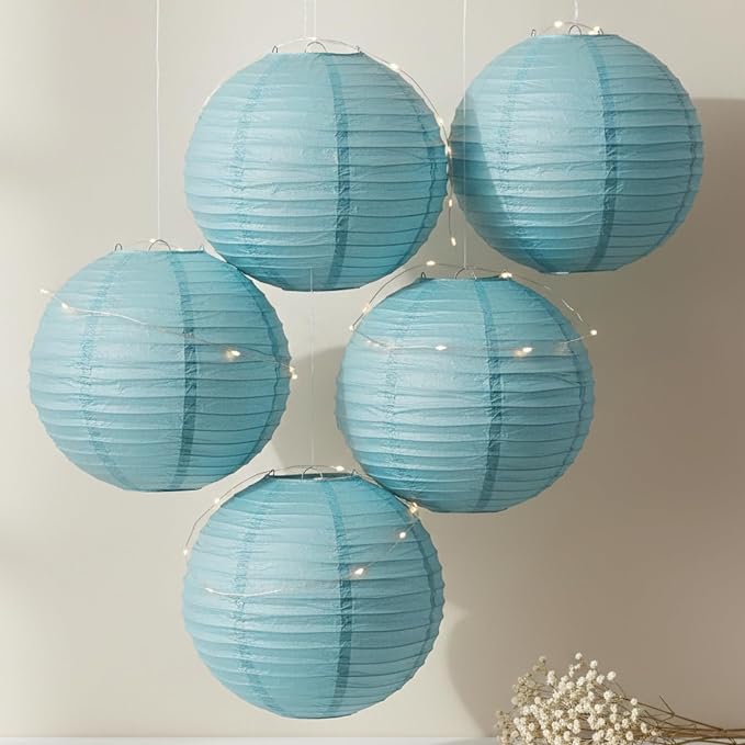 Fun Express 12" Medium Slate Blue Hanging Round Paper Lanterns - 6 Piece