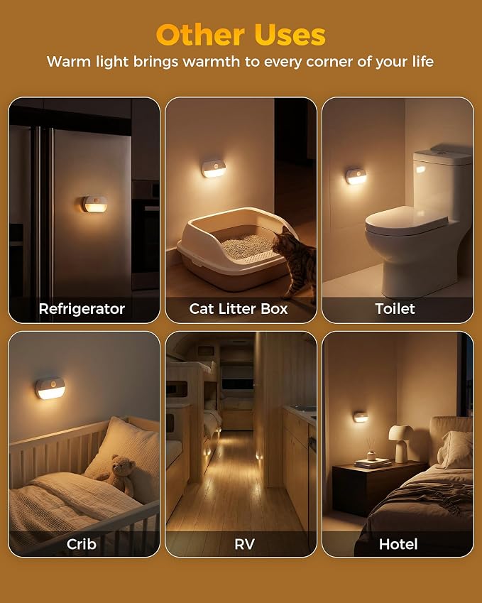16 Pack Rechargeable Motion Sensor Night Lights, Indoor Stair Light | Wireless Peel and Stick On Hallway Light, Portable LED Lights for Staircase Closet Cabinet Bathroom