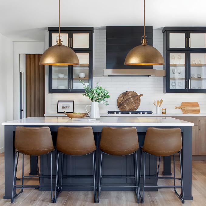 LamQee 18 Inch Antique Brown Large Pendant Light Kitchen Island, Farmhouse Modern Dome Pendant Light Fixtures Ceiling Hanging Lighting Chandelier for Dining Room Over Table, Bar, Hallway, Entryway