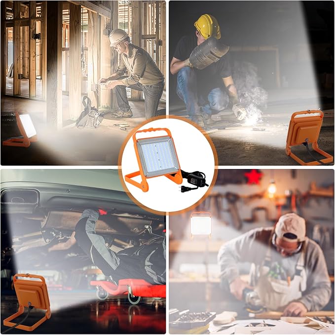 2-Pack LED Work Light with No Burn Risk, 10FT 18AWG US Plug Cord