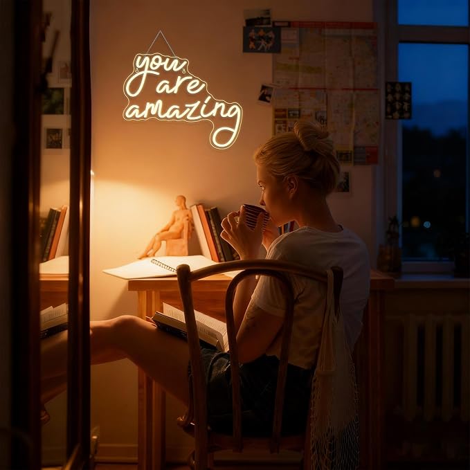 You Are Amazing Neon Sign Warm White Usb Word Neon Lights for Wall Decor Led Letter Light Up Sign for Classroom Bedroom Home Bar Man Cave Party Birthay Wedding Gifts
