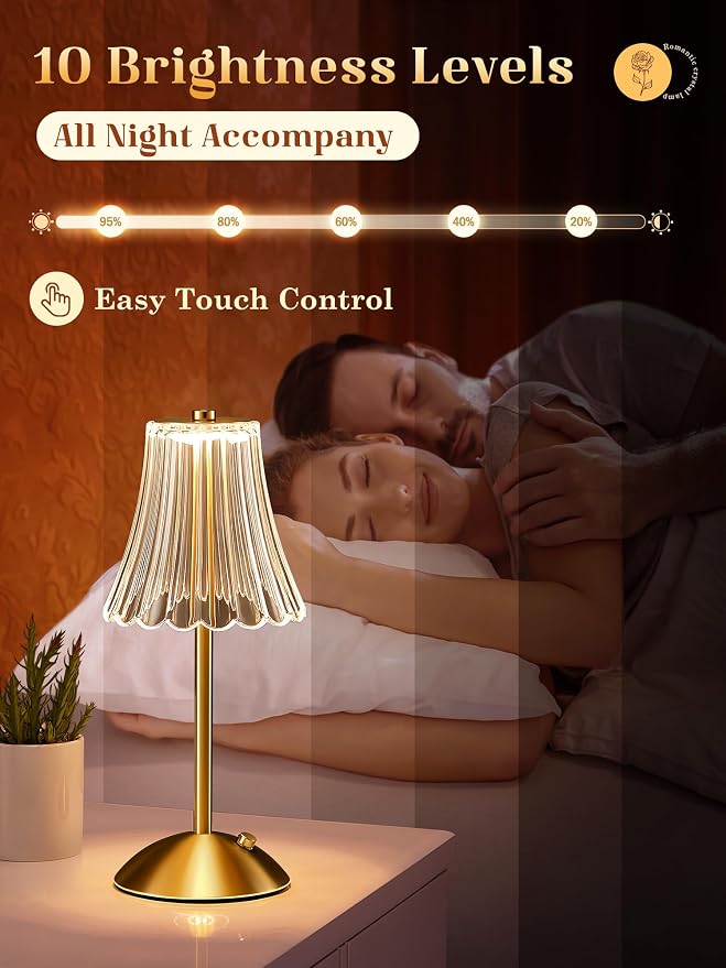 LED Table Lamp, 3200mAh Rechargeable Battery Operated, 30 Lighting Modes Bedside Light for Bedroom, Touch Control Nightstand Lamp, Small for Bedroom and Nightstand