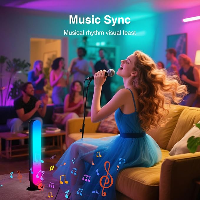 LED Light Bar, Music Sync RGB Light Bar, USB Ambient Lamp, Color Changing Gaming TV Backlight with Remote Control, 15 Dynamic Modes for Room (App Control)