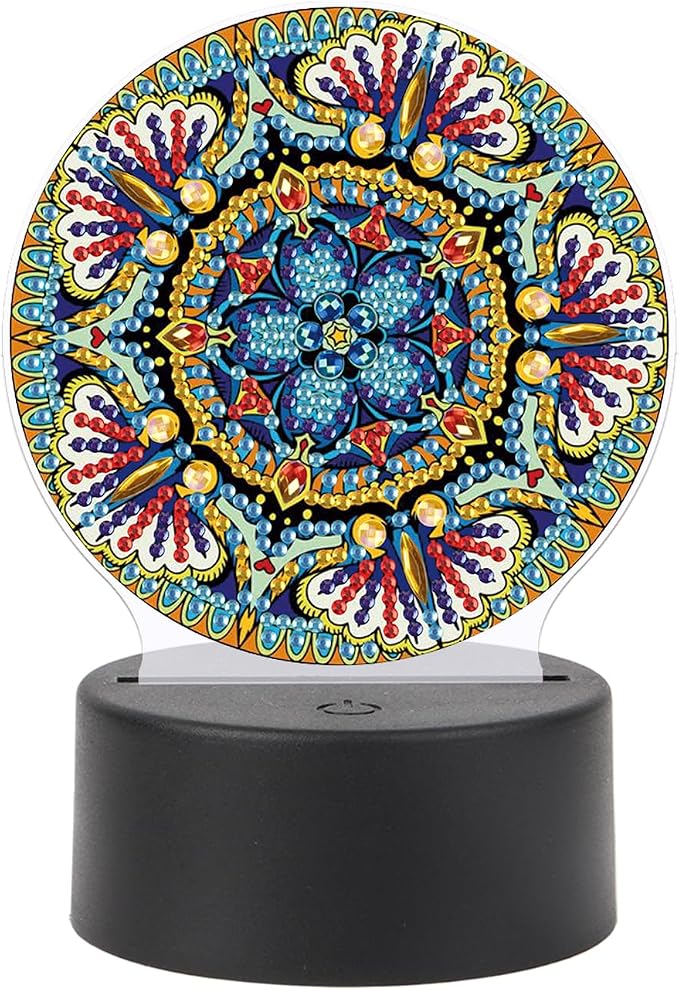 JISHSHAY Diamond Painting Night Light Diamond Art Table Lamps Gem Art LED Lights Gem Painting Desk Lamp Mosaic Kits for Adults DIY Kits for Adults Paint by Numbers Special Shaped Mandala