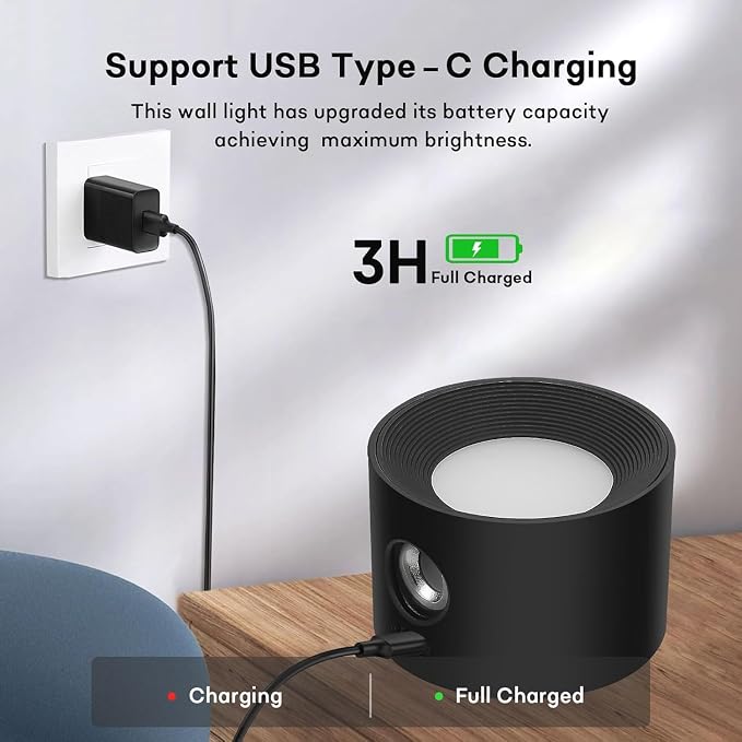 Lightess Battery Operated Wall Sconce Black, Remote Control, Set of 2 | 5000mAh Rechargeable, 19 Colors Dimmable, Stick on Wall Lights for Hallway, Bedroom, Living Room
