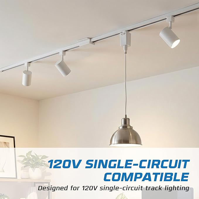 OHLECTRIC Stem Hung Pendant Track Adapter, White (2-Pack) – for Single Circuit Track, 120V – Supports Indoor Dry Locations – Durable Plastic Construction with cULus Listing