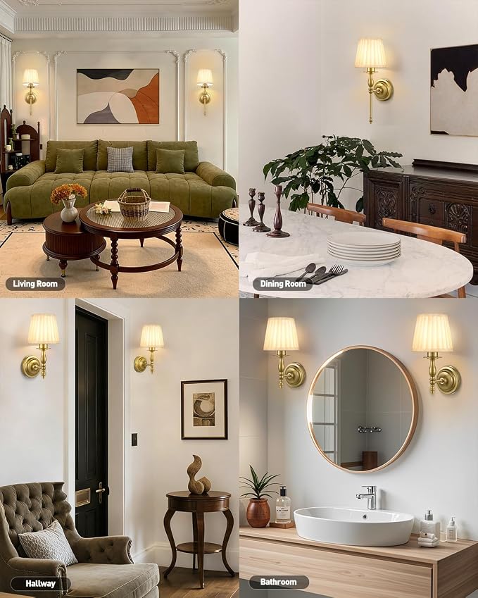 10000mAh Battery Operated Wall Sconce Set of 2,Rechargeable Wall Sconces set of Two,Vintage Gold Sconces Wall Decor,Wireless Wall Lamp,Cordless Wall Lights Living Room Bedroom (Not Peel and Stick on)