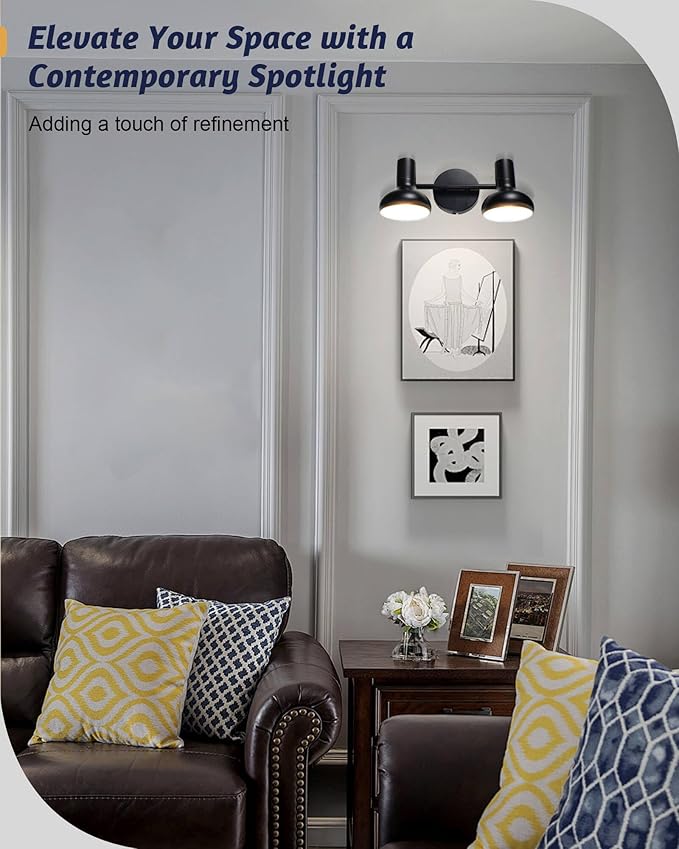 HiBay 2-Light Track Lighting, Modern Directional Ceiling Light Fixture Black, Ceiling Track Spotlight Indoor for Bedroom Kitchen Living Room, E12 Base (Bulbs Not Included)