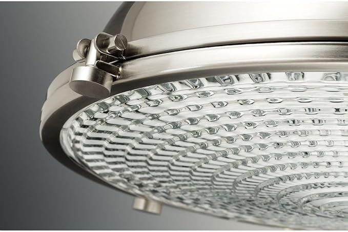 Progress Lighting 1-Light Fresnel Glass Coastal Pendant Light, Fresnel Lens Collection , Indoor, P5188-09, Brushed Nickel