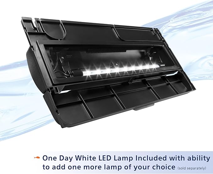 Aqueon LED Deluxe Fish Tank Aquarium Full Hood with LED Light, Black, 20 Inch