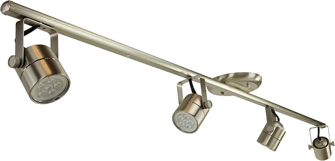LED 4FT 4-Light Track Lighting Kit GU10 LED Bulbs Included D368-44-LED-BS (Brushed Steel)