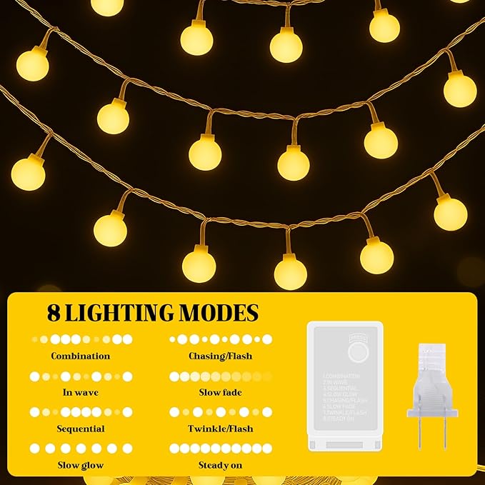 100 LED Hanging String Lights for Classroom – 33ft Plug in Fairy Lights with 8 Modes, Warm White String Lights for Classroom Decor, Teacher Supplies, Bulletin Board, Wall Display & School Decorations