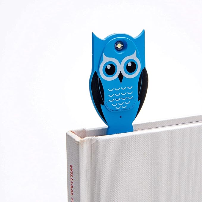 Gifts for Readers & Writers Book Light for Kids, Clip On Reading Light for Bed, 2in1 Flexilight Pals & Bookmark, Small & Lightweight with a Soft Glow, 2 Batteries Included, Owl