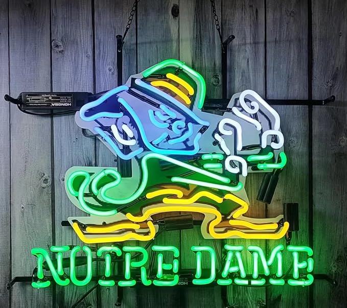 Neon Signs Beer Bar Bedroom Compatible For Notre Dames Glass Neon Signs for Office Hotel Pub Cafe Man Cave Neon Light Art Wall Lights 24 X 20 Inches