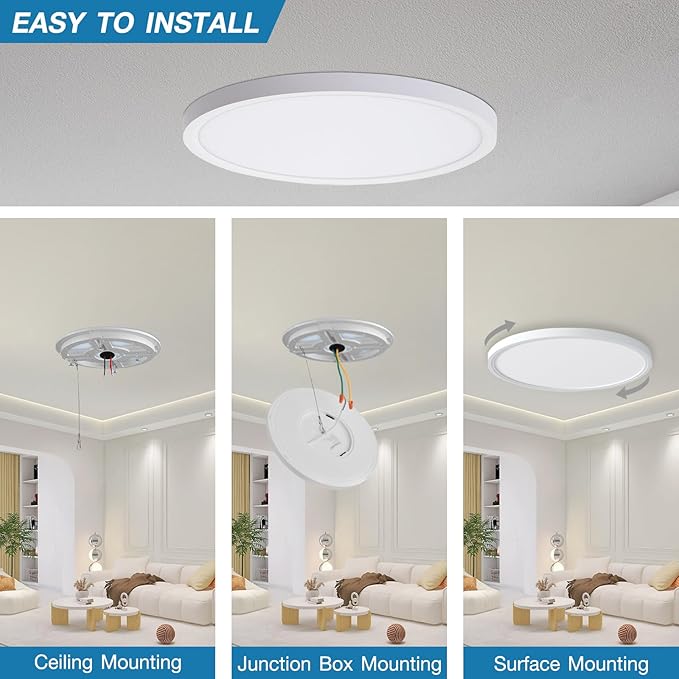 15.8 Inch Large Dimmable LED Flush Mount Ceiling Light 4 Pack, 32W 3200LM Low Profile Ceiling Light with 3 CCT (3000K/4000K/5000K), 5%-100% Dimming, Ultra-Thin 0.8", for Bedroom, Kitchen & Office