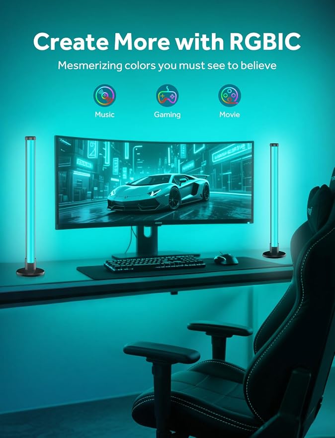 Smart LED Light Bars, Gaming Lights RGB Light Bar for Room, 16 Million Colors TV Backlights, Music Sync, App & Remote Control Ambient Lighting for PC, Room Decorative Mood Lights