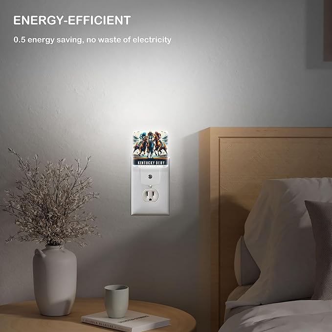 LED Night Light Lamp with Smart Sensor Dusk to Dawn Sensor,Three Horses Nose to Nose At Horse Racing Equestrian Sport Night Light Daylight White,0.5W Plug-into Wall for Adults