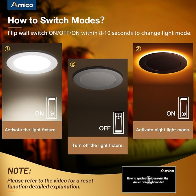 Amico 48 Pack 4 Inch LED Recessed Light with Night Light, 5CCT, 700LM | 5%-100% Dimmable, 2700K-5000K, No Flicker & Noise, Canless Wafer Downlight with Junction Box, 10W Eqv 60W, IC/ETL/FCC, White
